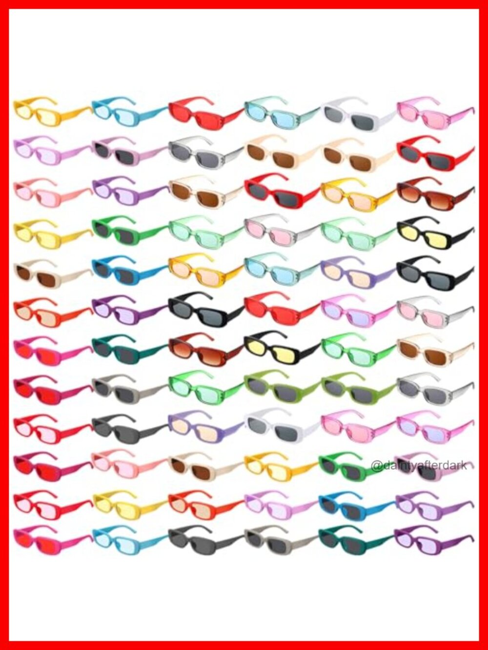 72 Pack Retro Rectangle Sunglasses for Women Men Y2K PC Frame